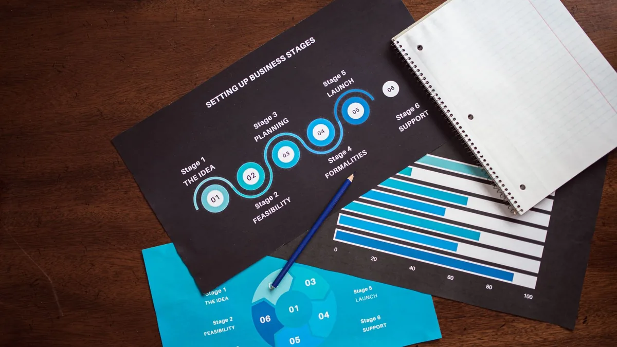 Consultor financeiro explicando documentos de consórcio para uma cliente