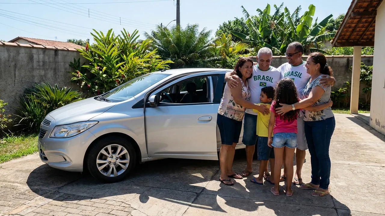 Motorista brasileiro estacionando o hatch numa vaga apertada da cidade
